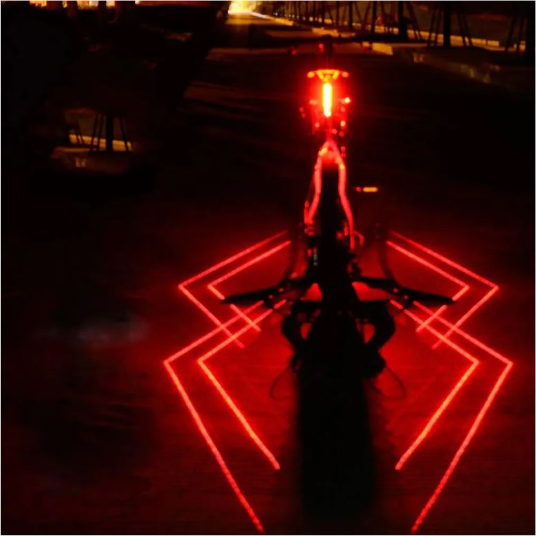 Luz trasera de bicicleta con guía láser